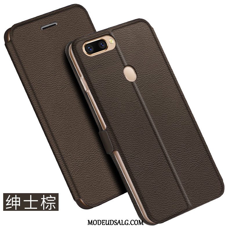 Oppo R15 Etui Sort Support Cover Business Anti-fald