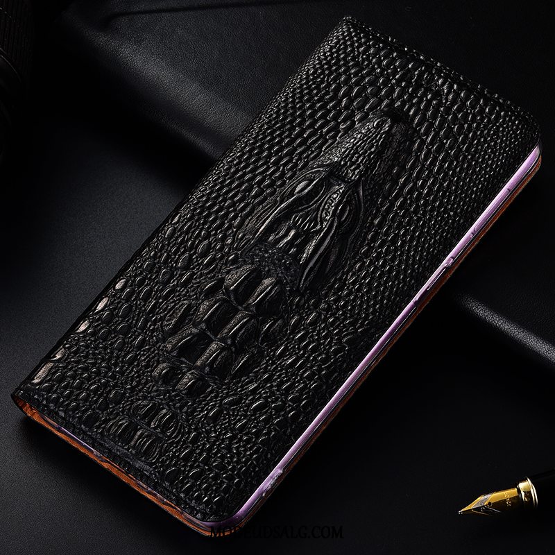 Oppo R15 Etui Ægte Læder Cover Beskyttelse Blå Folio