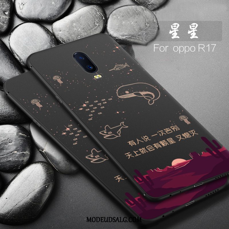 Oppo R17 Etui Af Personlighed Silikone Sort Beskyttelse Nubuck