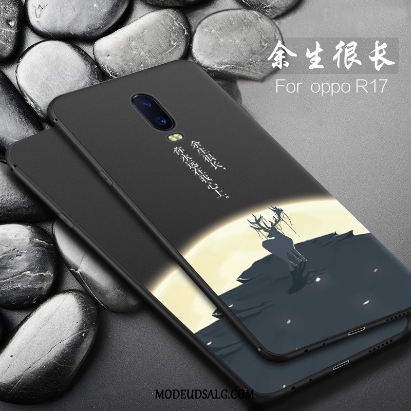 Oppo R17 Etui Af Personlighed Silikone Sort Beskyttelse Nubuck