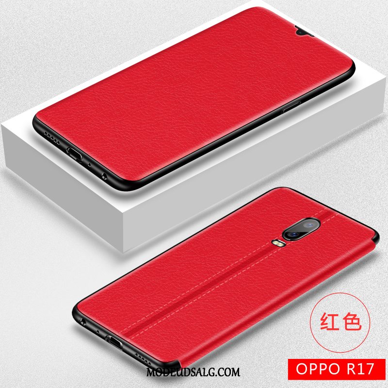 Oppo R17 Etui Blød Silikone Rød Lædertaske Hård