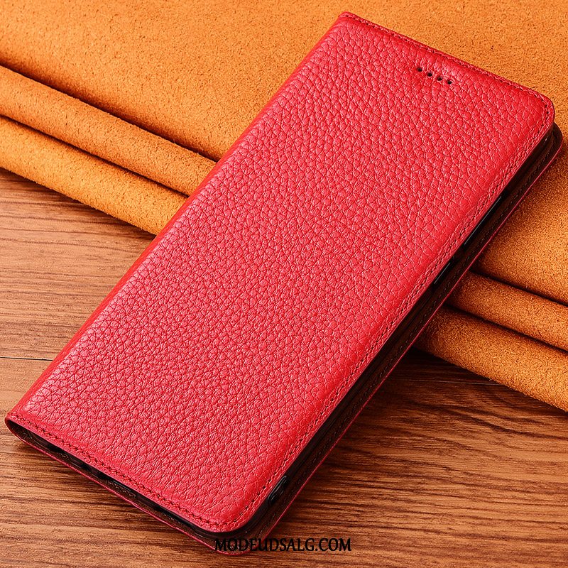 Oppo Reno 10x Zoom Etui Beskyttelse Rød Cover Ægte Læder Clamshell