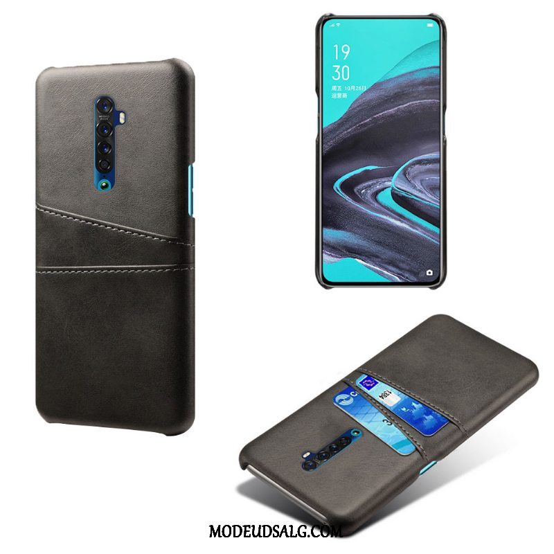 Oppo Reno 2 Etui Læder Beskyttelse Cover Kort Dyb Farve