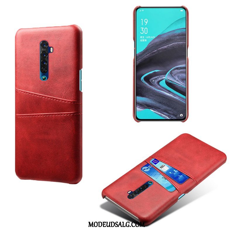 Oppo Reno 2 Etui Læder Beskyttelse Cover Kort Dyb Farve