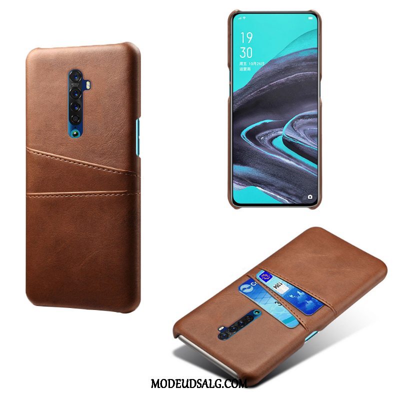 Oppo Reno 2 Etui Læder Beskyttelse Cover Kort Dyb Farve