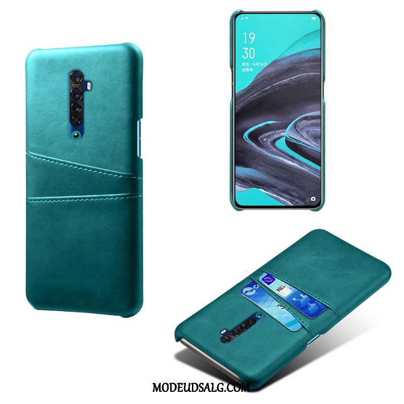 Oppo Reno 2 Etui Læder Beskyttelse Cover Kort Dyb Farve