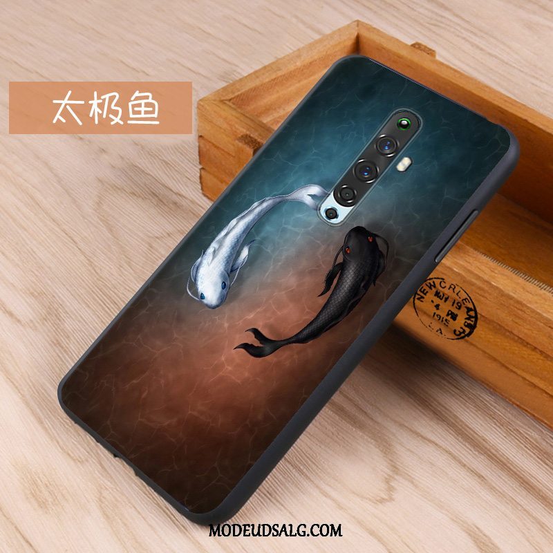 Oppo Reno 2 Z Etui Anti-fald Silikone Cover Hjerte Nubuck