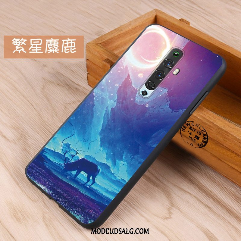 Oppo Reno 2 Z Etui Anti-fald Silikone Cover Hjerte Nubuck