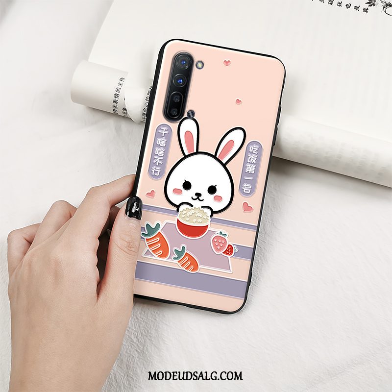 Oppo Reno 3 Etui Silikone Alt Inklusive Lyserød Relief Kanin