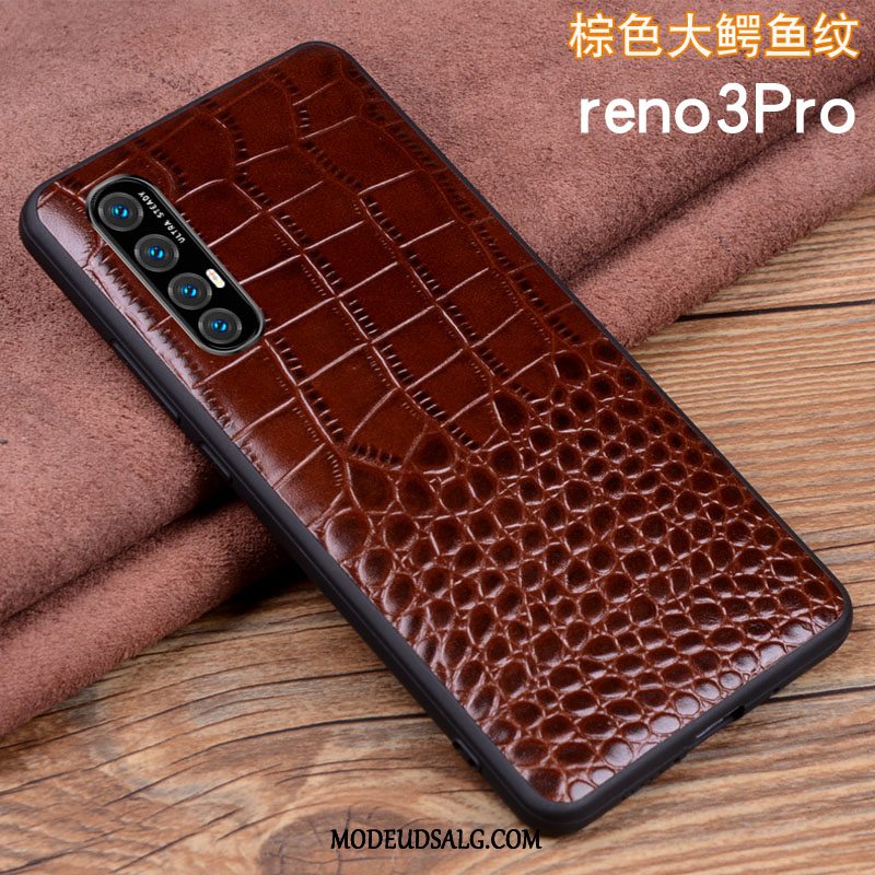 Oppo Reno 3 Pro Etui / Cover Silikone Ægte Læder Alt Inklusive Anti-fald Folio