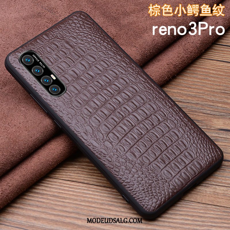 Oppo Reno 3 Pro Etui / Cover Silikone Ægte Læder Alt Inklusive Anti-fald Folio