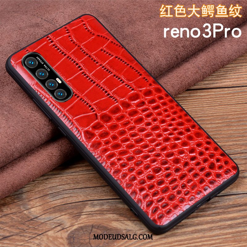 Oppo Reno 3 Pro Etui / Cover Silikone Ægte Læder Alt Inklusive Anti-fald Folio