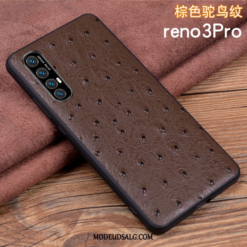 Oppo Reno 3 Pro Etui / Cover Silikone Ægte Læder Alt Inklusive Anti-fald Folio