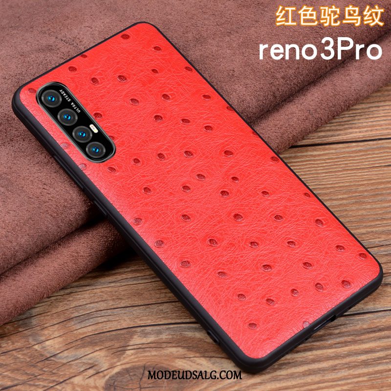 Oppo Reno 3 Pro Etui / Cover Silikone Ægte Læder Alt Inklusive Anti-fald Folio