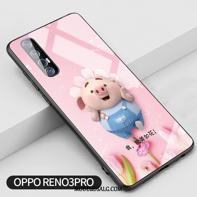 Oppo Reno 3 Pro Etui Glas Blomster Silikone Trend Anti-fald