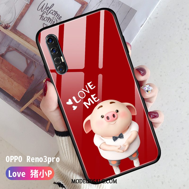 Oppo Reno 3 Pro Etui Silikone Glas Ny Net Red Elskeren