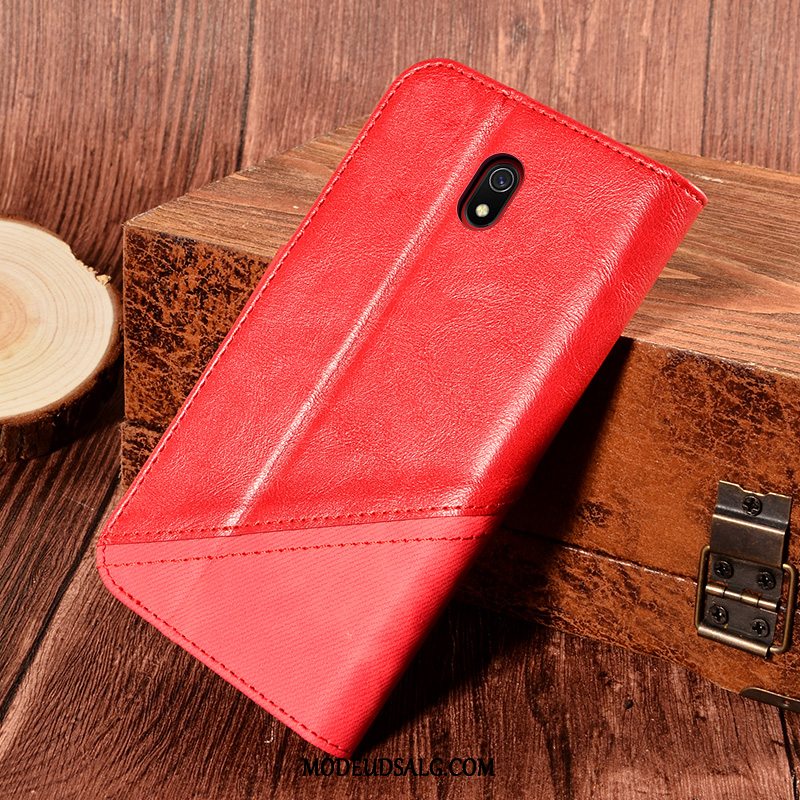 Redmi 8a Etui Lædertaske Kreativ Rød Lille Sektion Clamshell