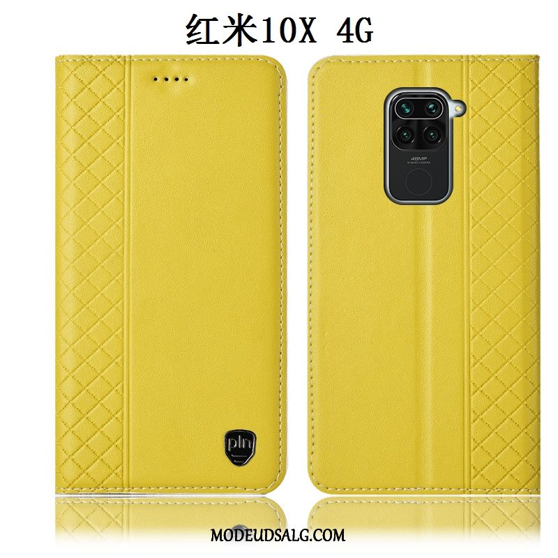 Redmi Note 9 Etui / Cover Rød Gul Anti-fald Ægte Læder