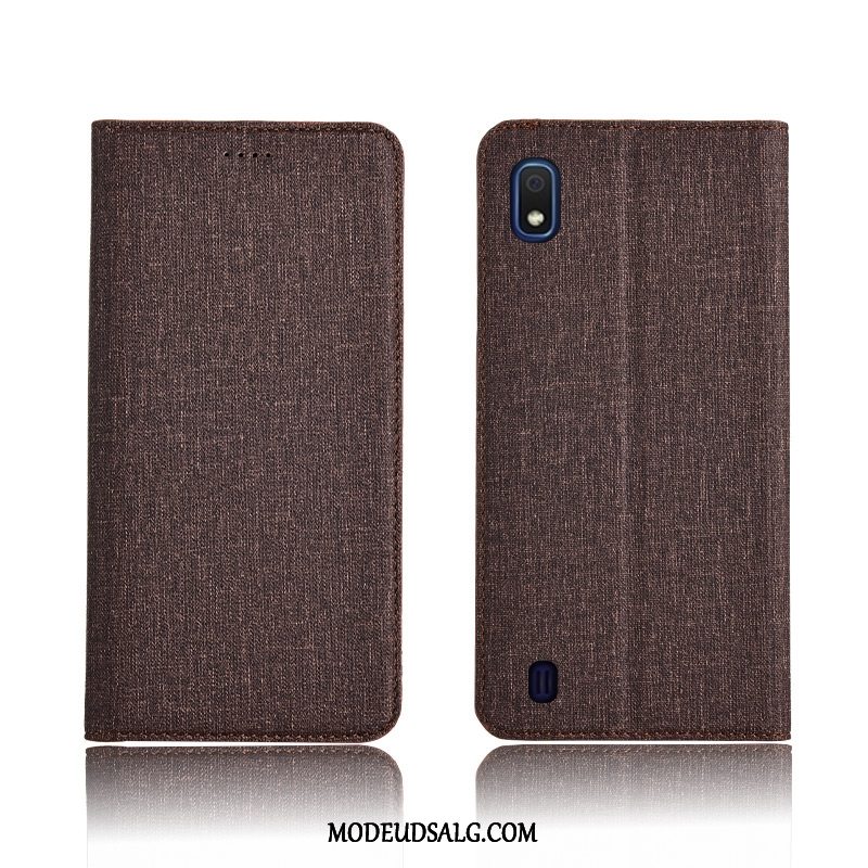 Samsung Galaxy A10 Etui / Cover Bomuld Og Linned Ny Lædertaske Lyserød Clamshell