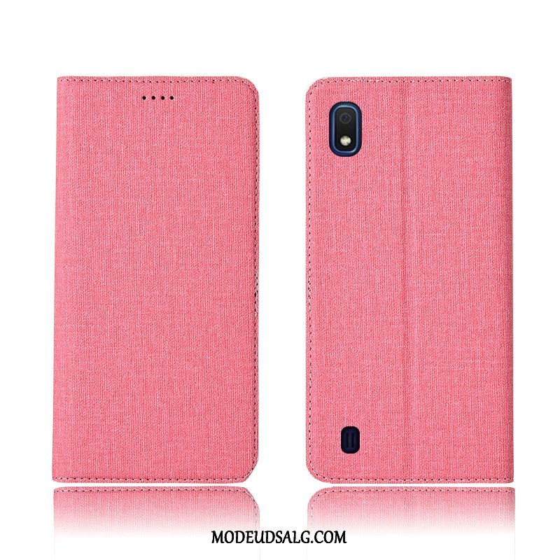 Samsung Galaxy A10 Etui / Cover Bomuld Og Linned Ny Lædertaske Lyserød Clamshell