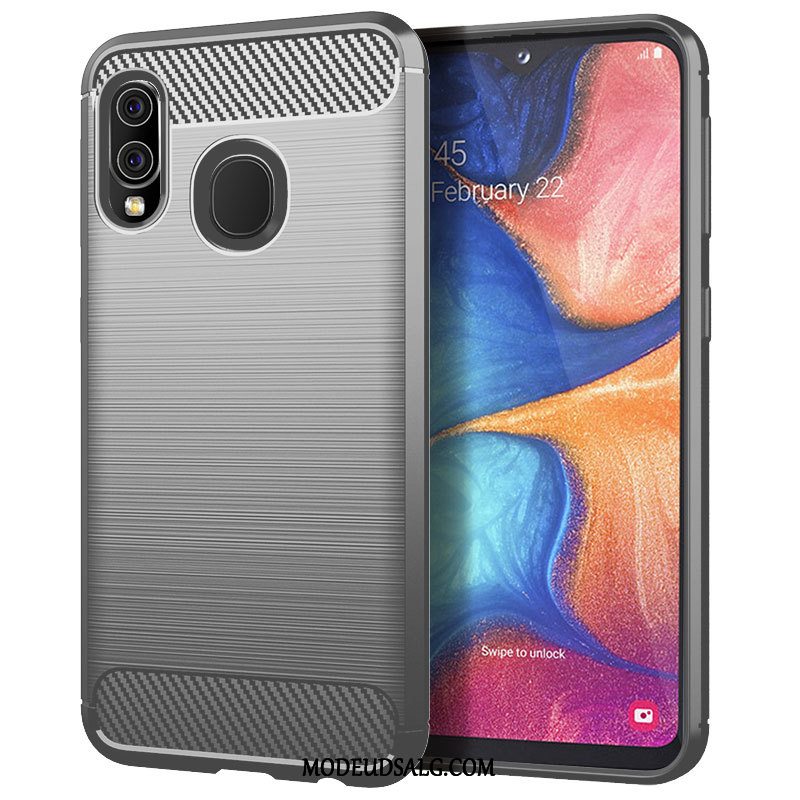 Samsung Galaxy A20e Etui / Cover Sort Silikone Blød Mønster Silke