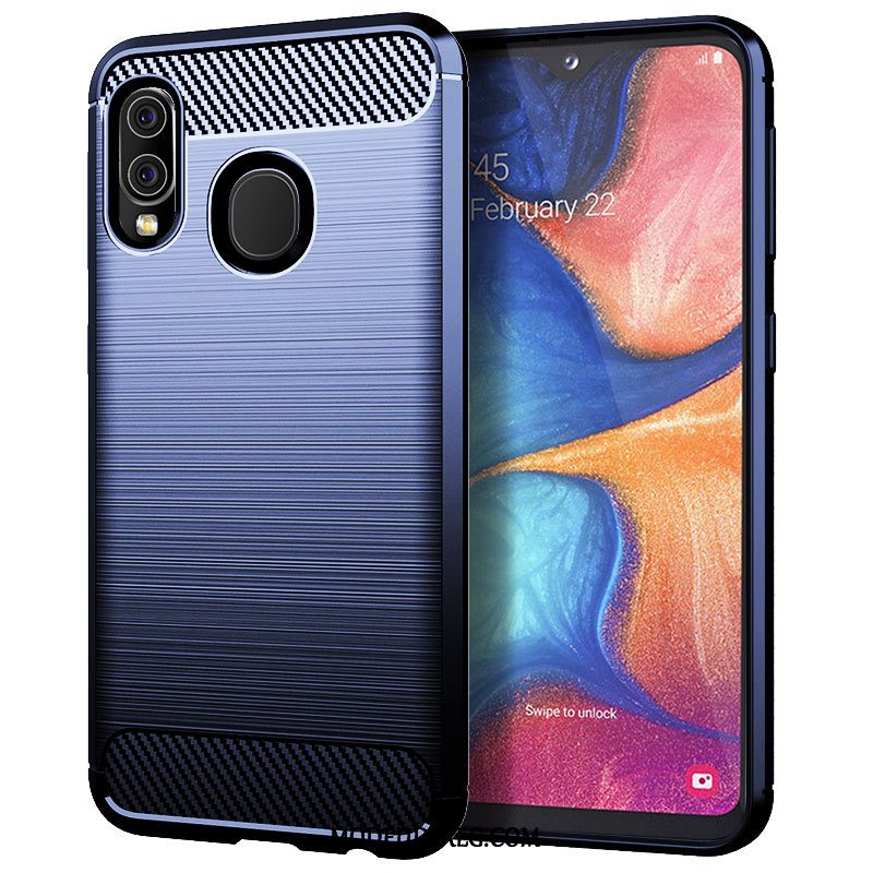 Samsung Galaxy A20e Etui / Cover Sort Silikone Blød Mønster Silke