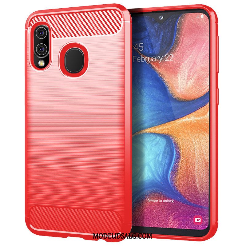 Samsung Galaxy A20e Etui / Cover Sort Silikone Blød Mønster Silke