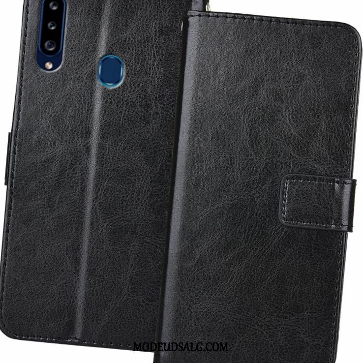 Samsung Galaxy A20s Etui / Cover Folio Guld Alt Inklusive Ægte Læder Anti-fald