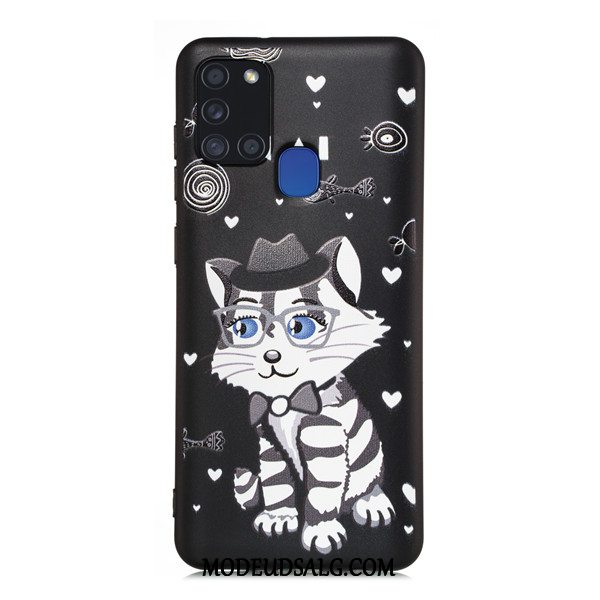 Samsung Galaxy A21s Etui Alt Inklusive Cover Sort Anti-fald Cartoon