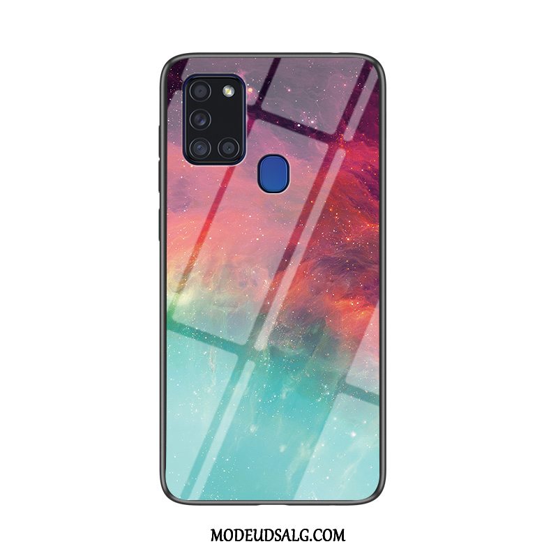 Samsung Galaxy A21s Etui / Cover Beskyttelse Mørkeblå Blød Glas Hård