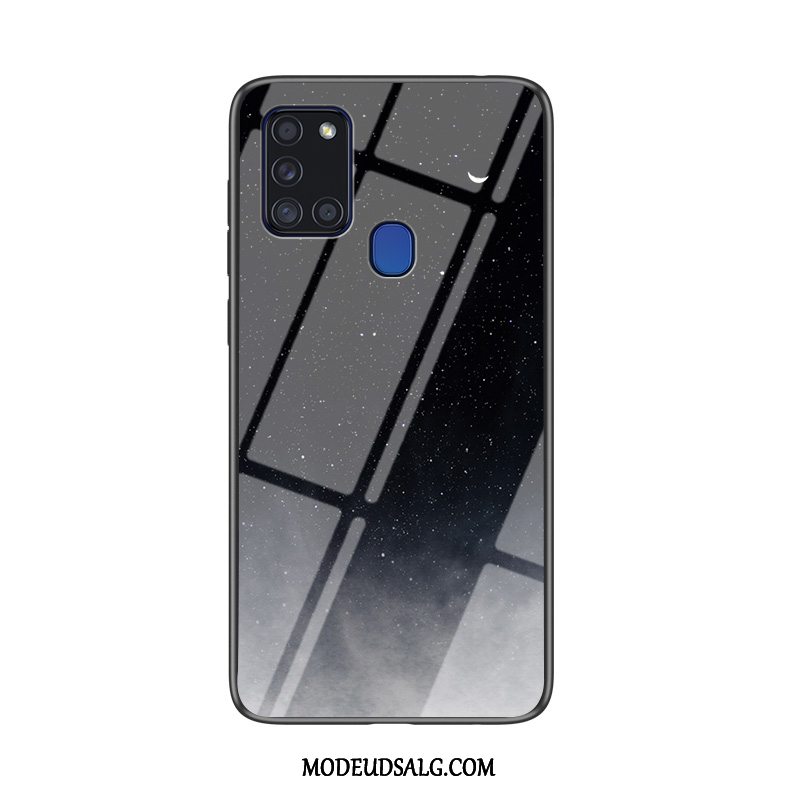 Samsung Galaxy A21s Etui / Cover Beskyttelse Mørkeblå Blød Glas Hård