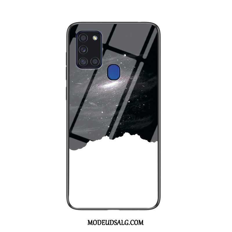 Samsung Galaxy A21s Etui / Cover Beskyttelse Mørkeblå Blød Glas Hård