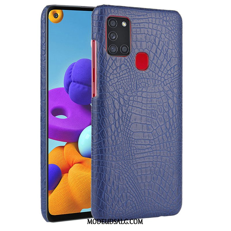 Samsung Galaxy A21s Etui / Cover Mørkeblå Læder Kvalitet Bagdæksel