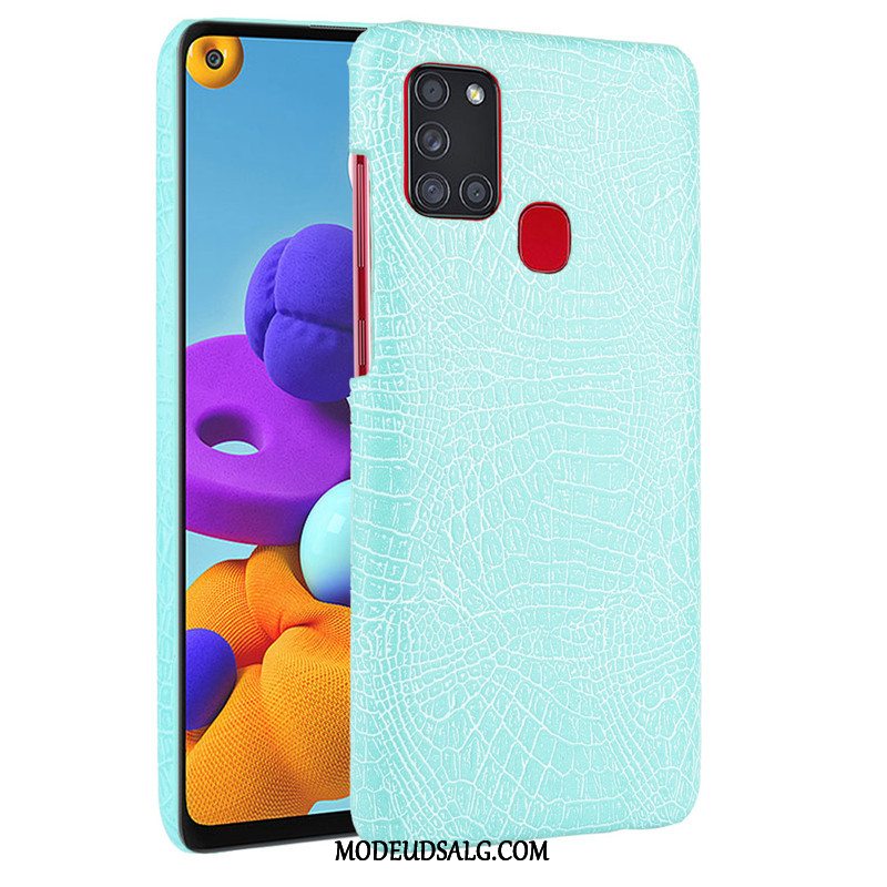 Samsung Galaxy A21s Etui / Cover Mørkeblå Læder Kvalitet Bagdæksel