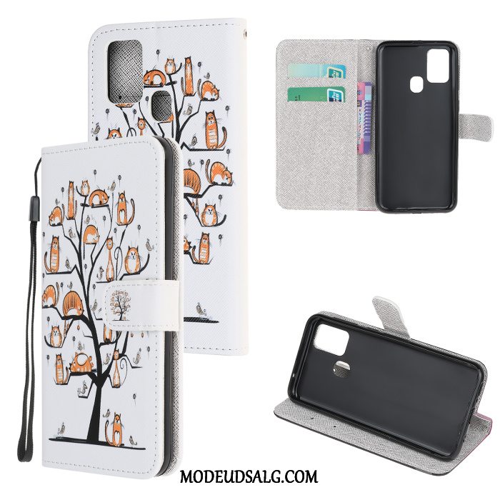 Samsung Galaxy A21s Etui Lædertaske Beskyttelse Sort Cover Cartoon