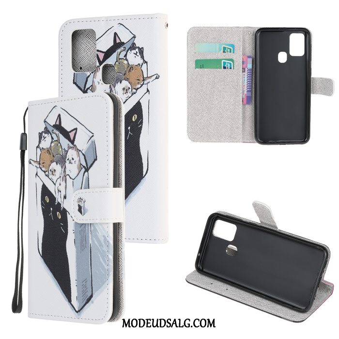 Samsung Galaxy A21s Etui Lædertaske Beskyttelse Sort Cover Cartoon