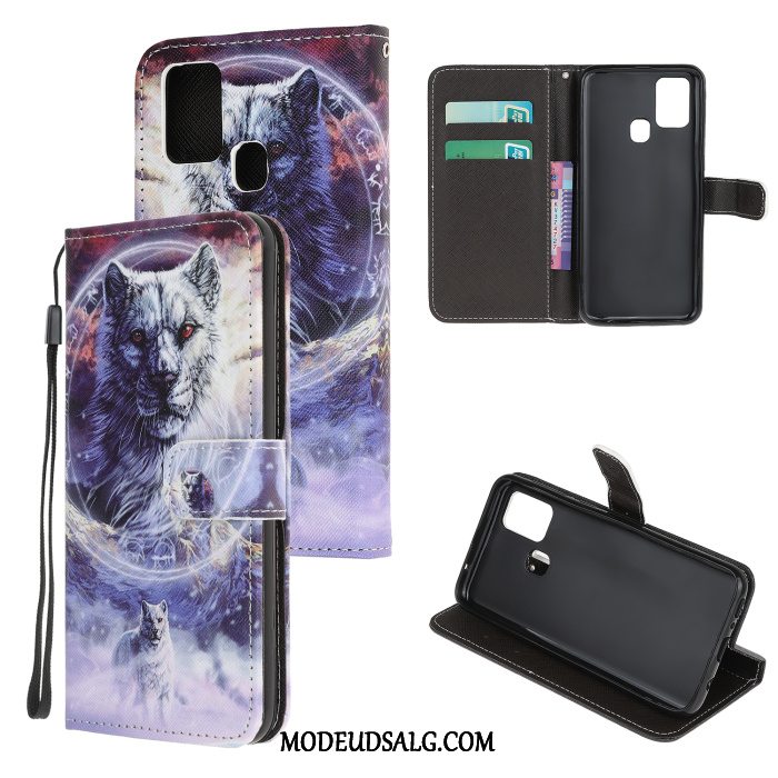 Samsung Galaxy A21s Etui Lædertaske Beskyttelse Sort Cover Cartoon