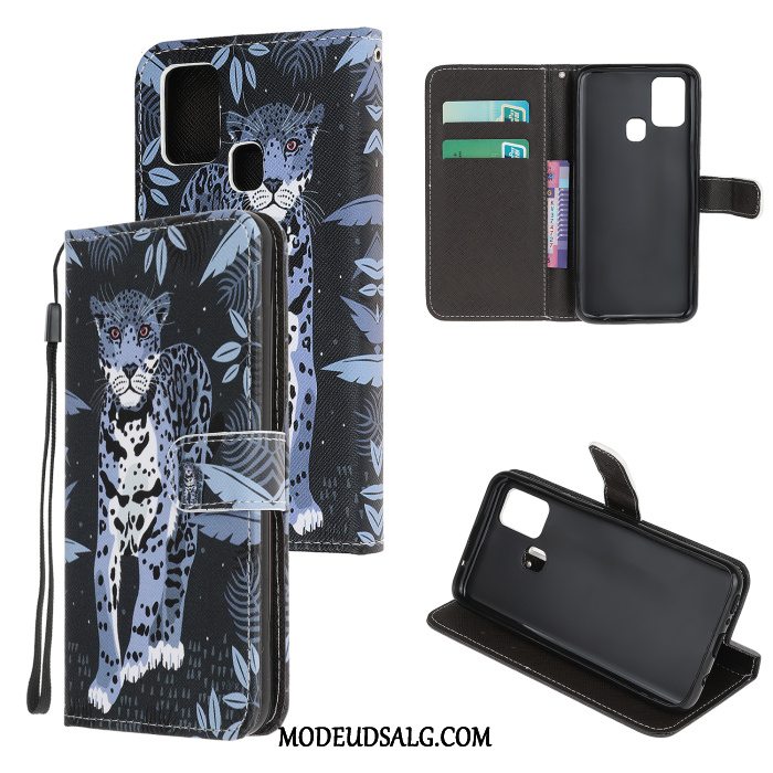 Samsung Galaxy A21s Etui Lædertaske Beskyttelse Sort Cover Cartoon