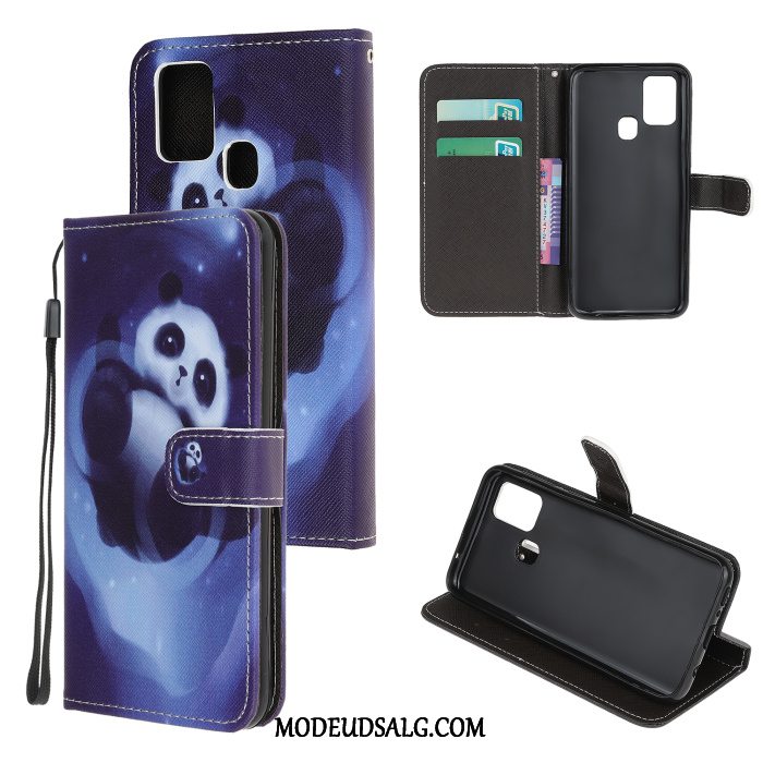 Samsung Galaxy A21s Etui Lædertaske Beskyttelse Sort Cover Cartoon