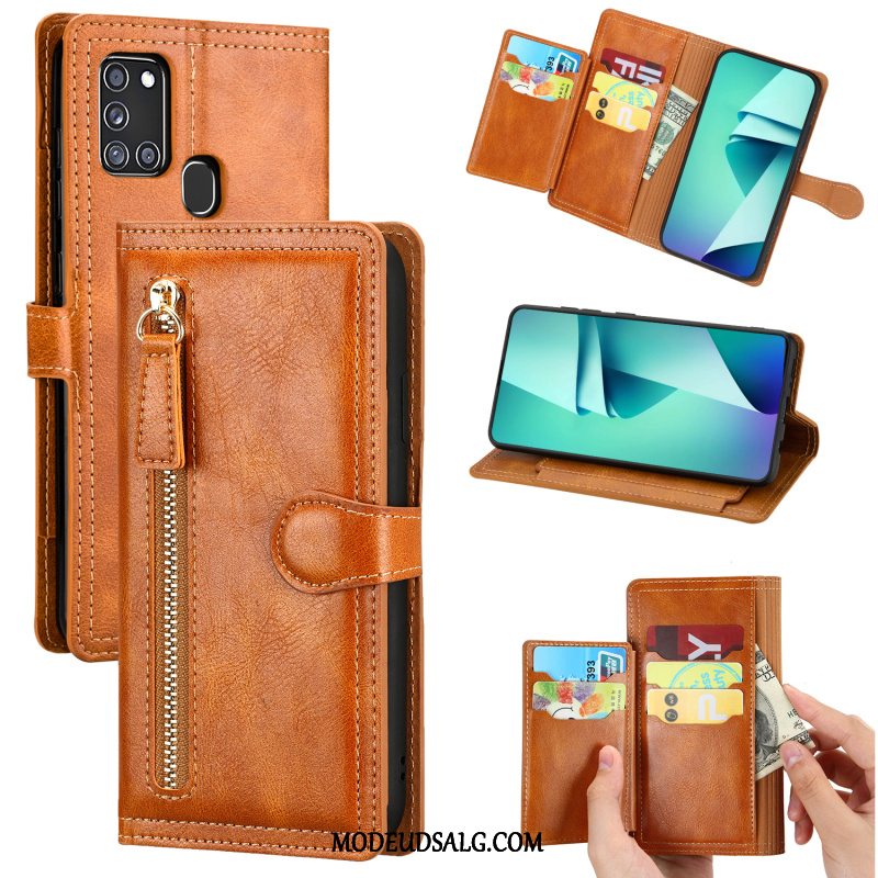 Samsung Galaxy A21s Etui Lædertaske Business Clamshell Trend Anti-fald