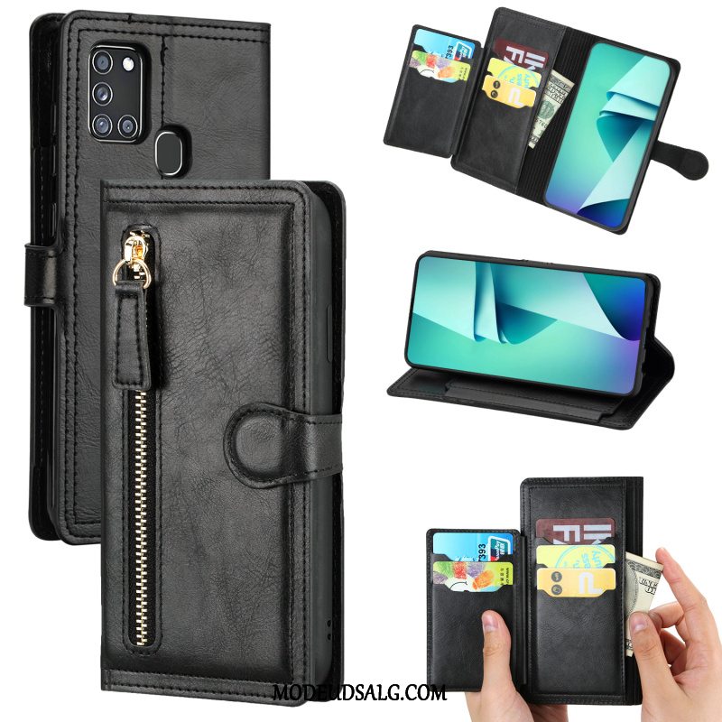 Samsung Galaxy A21s Etui Lædertaske Business Clamshell Trend Anti-fald