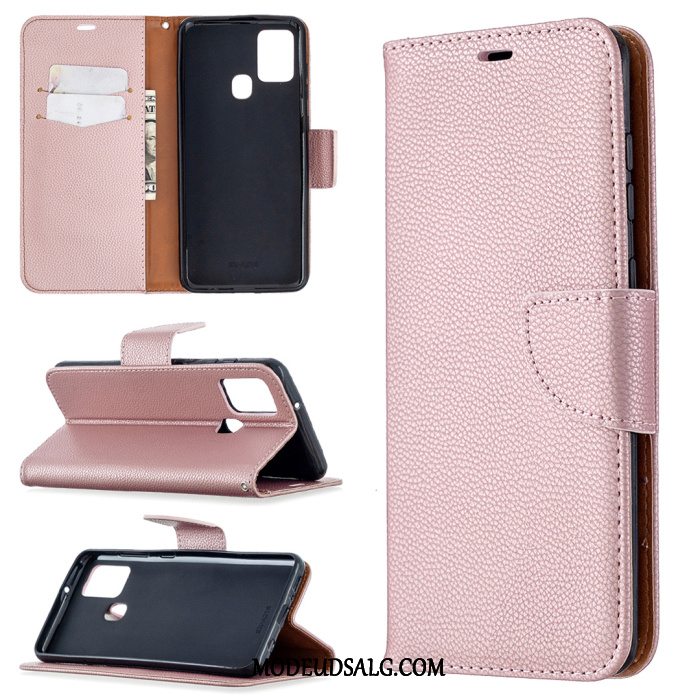 Samsung Galaxy A21s Etui Solid Farve Mørkeblå Cover Lædertaske Mønster