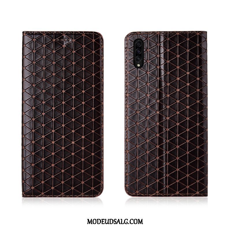 Samsung Galaxy A30s Etui / Cover Silikone Ternede Lædertaske Anti-fald Ægte Læder