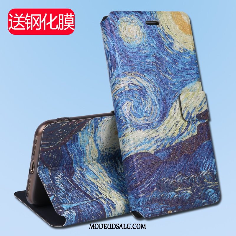 Samsung Galaxy A40 Etui / Cover Lædertaske Hemming Blå Folio