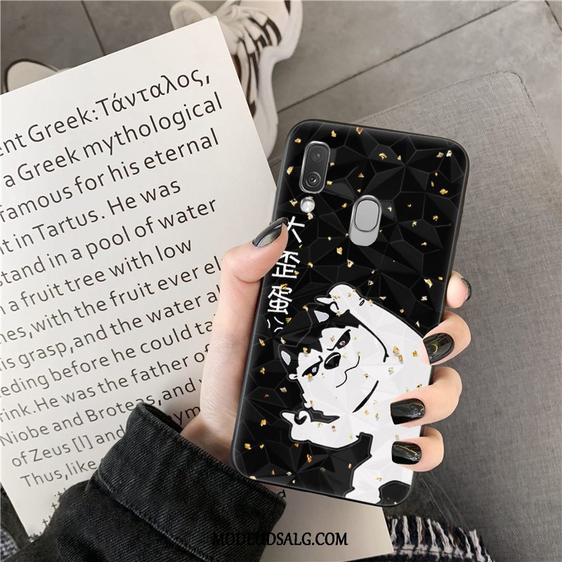 Samsung Galaxy A40 Etui / Cover Sort Silikone Cartoon Elskeren