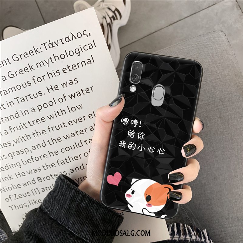 Samsung Galaxy A40 Etui / Cover Sort Silikone Cartoon Elskeren