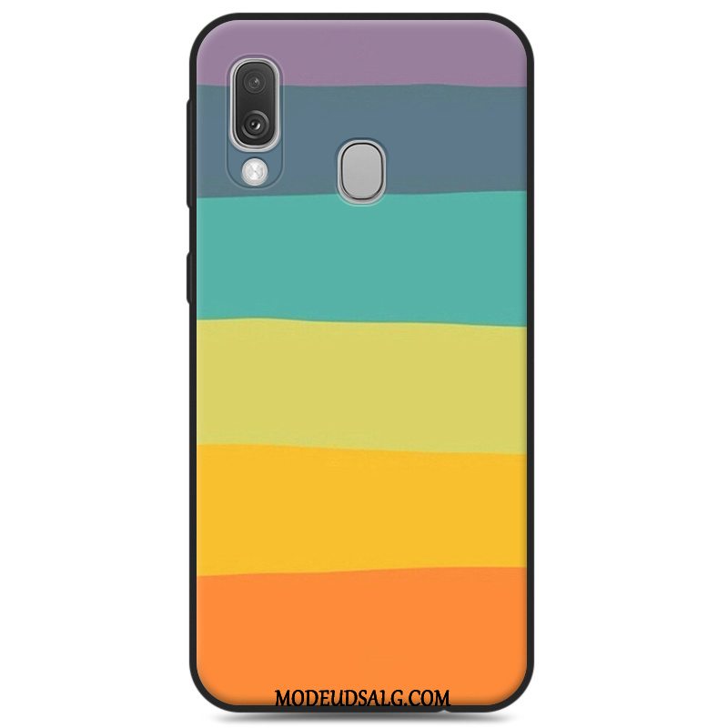 Samsung Galaxy A40 Etui Sort Silikone Blød Beskyttelse Nubuck