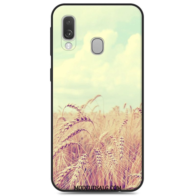 Samsung Galaxy A40 Etui Sort Silikone Blød Beskyttelse Nubuck