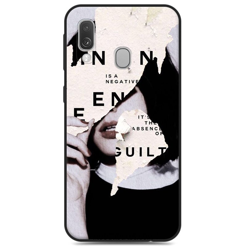 Samsung Galaxy A40 Etui Sort Silikone Blød Beskyttelse Nubuck