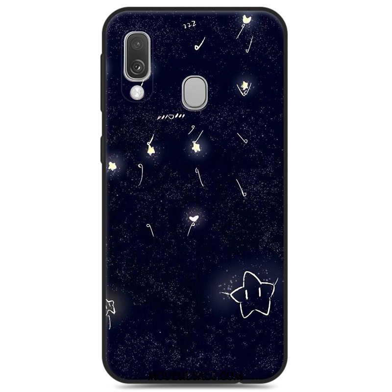 Samsung Galaxy A40 Etui Sort Silikone Blød Beskyttelse Nubuck